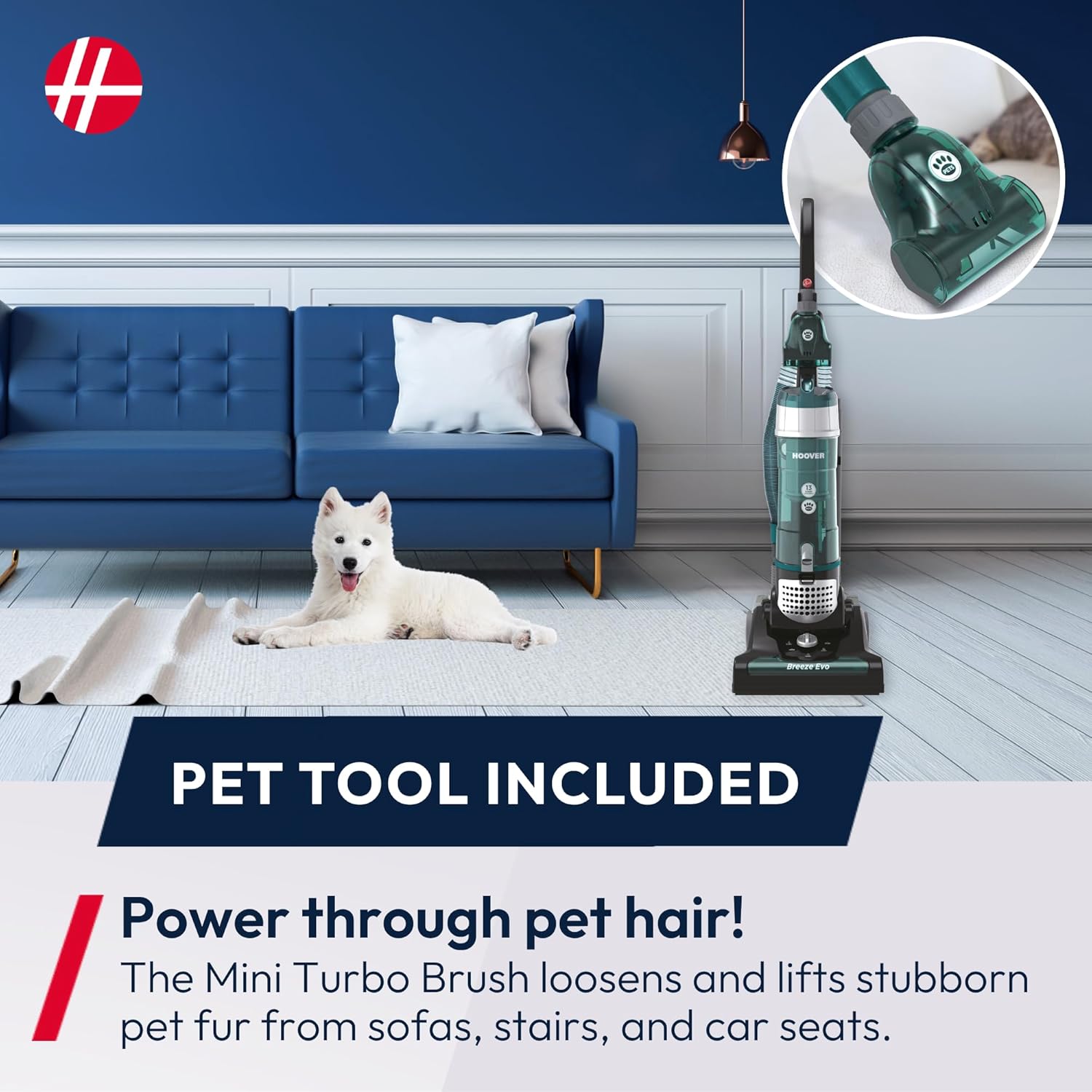 Hoover Breeze Evo Pets Upright Vacuum Cleaner Black/Turquoise 850W