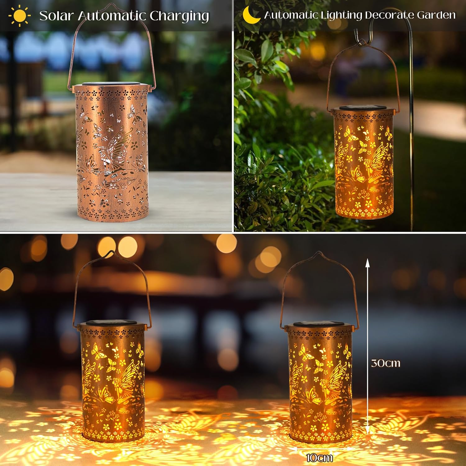 Garden Ornaments Fairy Solar Lantern, Outdoor Hanging Decorative Light, Waterproof IP65, Retro Metal Design for Patio, Yard, Lawn, Porch & Gifts