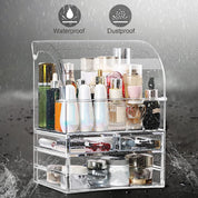 X-Large Acrylic Makeup Organiser Box with Drawers, Waterproof Dustproof Storage Case