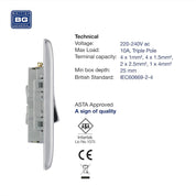BG Electrical 3-Pole Fan Isolator Switch – Brushed Steel