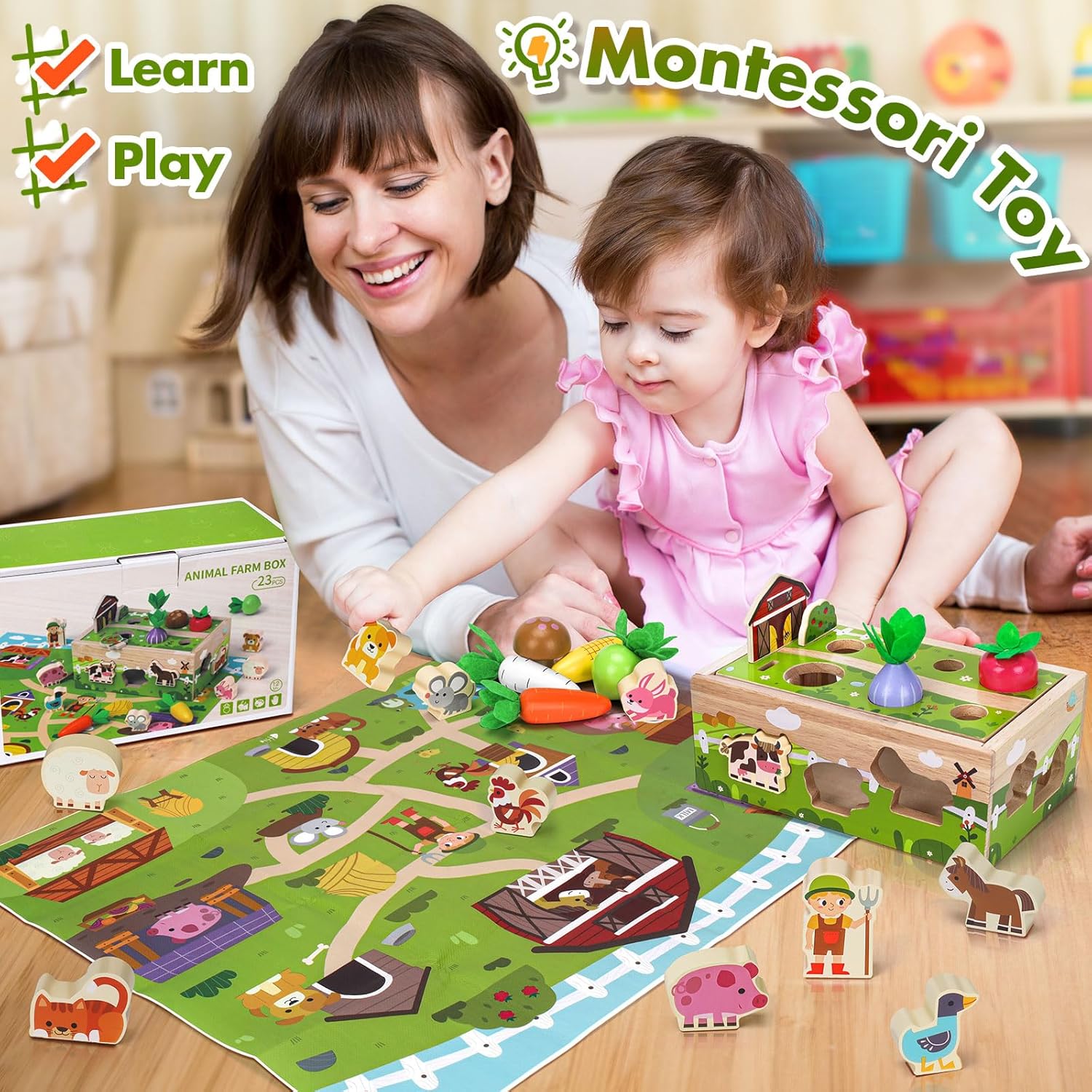 Montessori Wooden Sensory Toy for Toddlers 1-3Y Gift