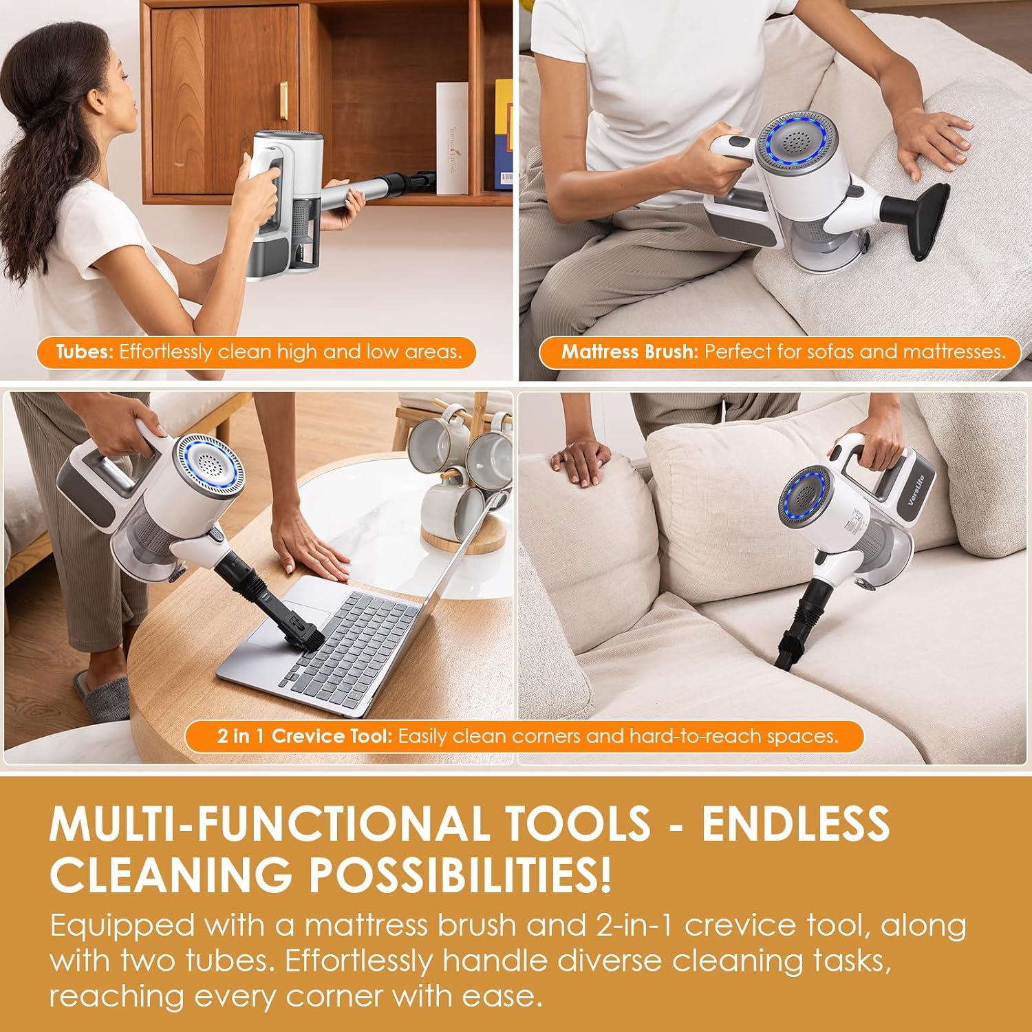 VersLife 6-in-1 Cordless Vacuum Cleaner | 30Kpa Powerful Suction | 35 Mins Runtime | Lightweight Handheld Stick Vacuum for Home & Hard Floors