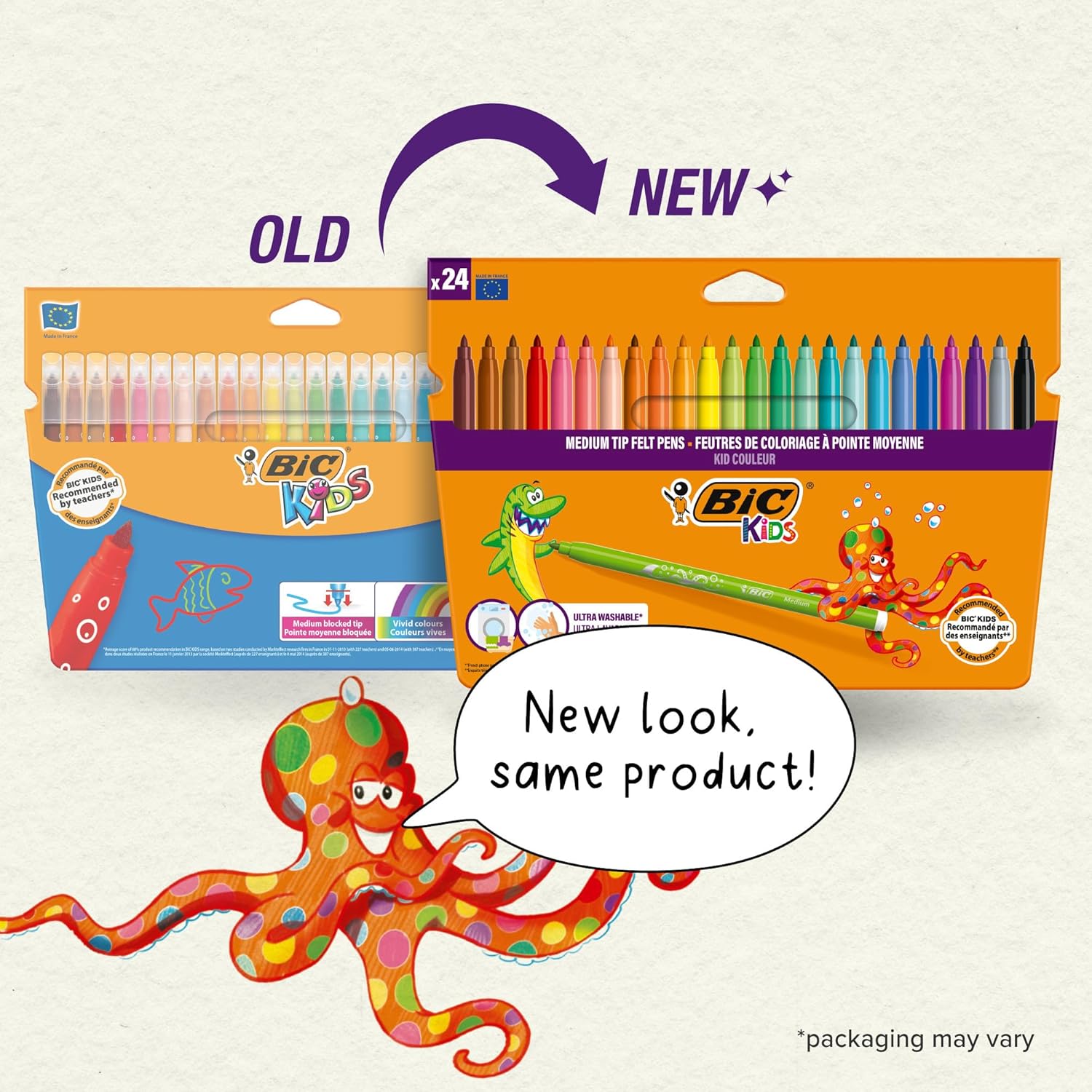 12-Pack Felt Tip Pens for Kids, Medium Tip, Vivid Washable Colours, School Supplies