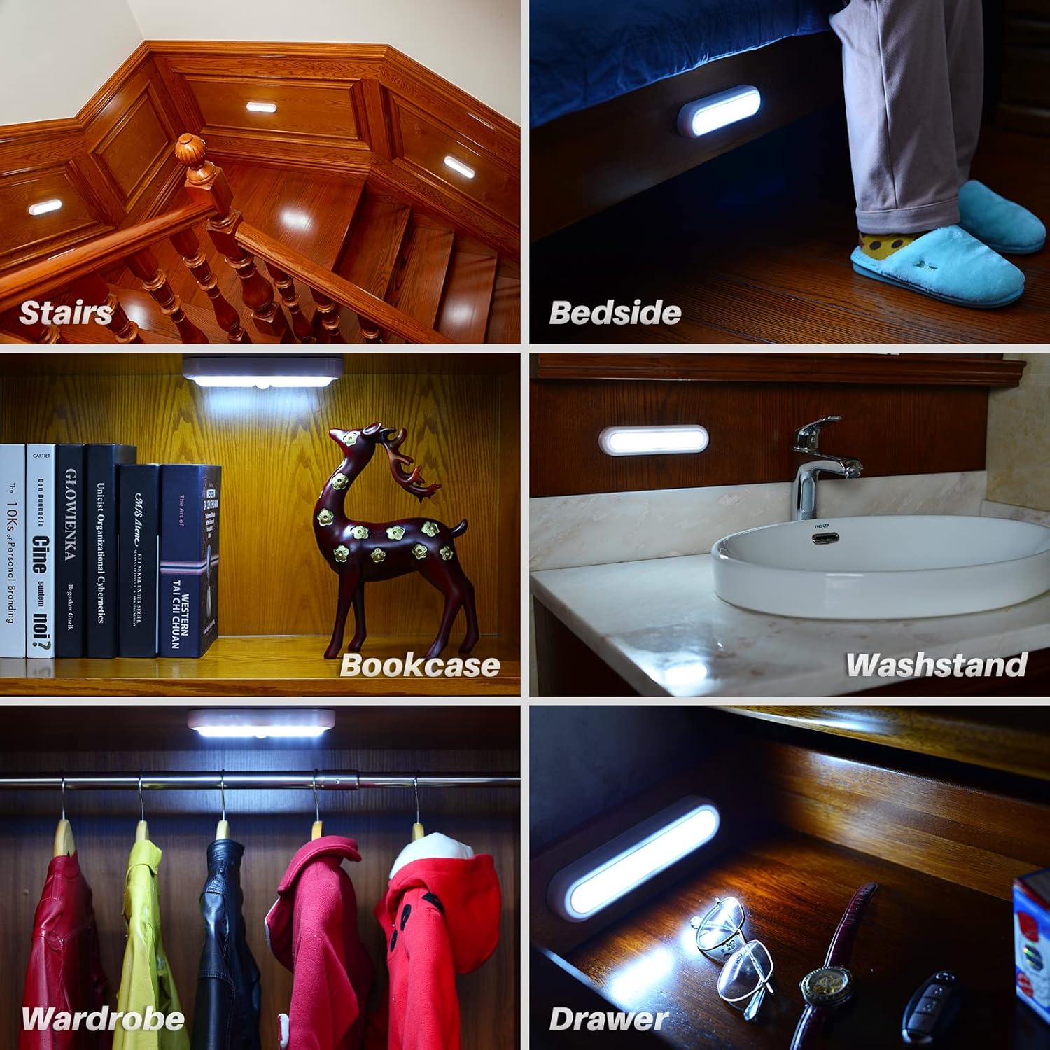 7-Inch Wireless Motion Sensor LED Lights (3 Pack) – Battery Operated, High CRI, Cool White – Stick-On Night Lights for Indoor Use: Stairs, Closets, Cabinets & More