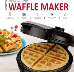 NETTA 700W Deep Fill Waffle Maker – Adjustable Temperature Control, Non-Stick Coating, Belgian & American Style Round Iron