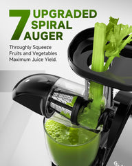 AMZCHEF Juicer Machines - Cold Press Slow Juicer - Masticating Juicer for Whole Fruits and Vegetables - Delicate Chew No Need to Filter - BPA Free Juice Extractor with 2 Cups and Brush - Black