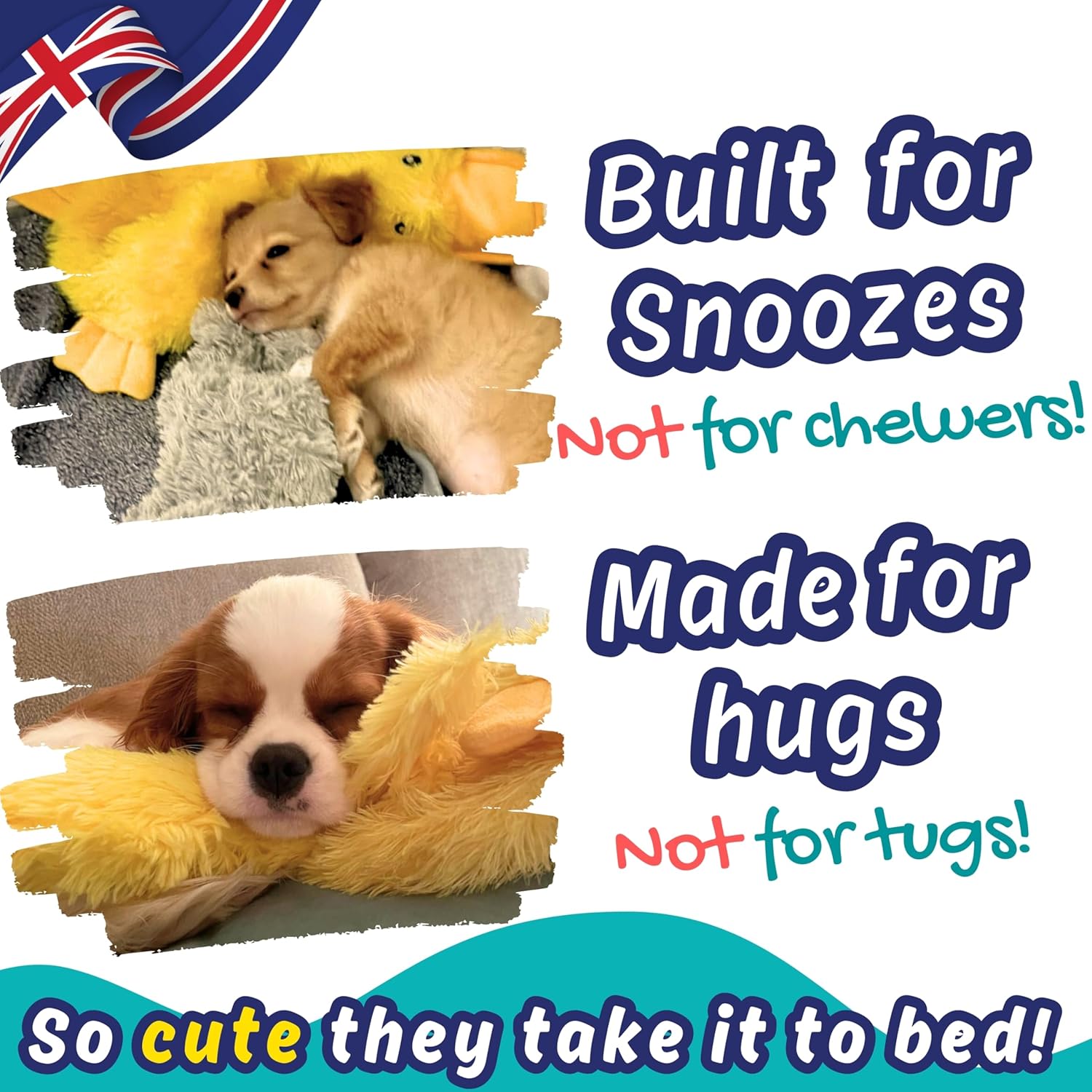 No Stuffing Squeaky Crinkle Duck Toy – Soft Plush Calming Gift for Dogs & Puppies