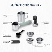 Duo EC890.GR Traditional Barista Pump Coffee Machine – Espresso & Cold Brew Maker with Steam Wand – Green
