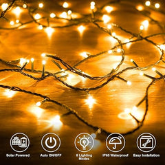 6M 60LED Solar String Lights, 8 Modes IP65 Waterproof Fairy Lights for Outdoor/Indoor, Warm White