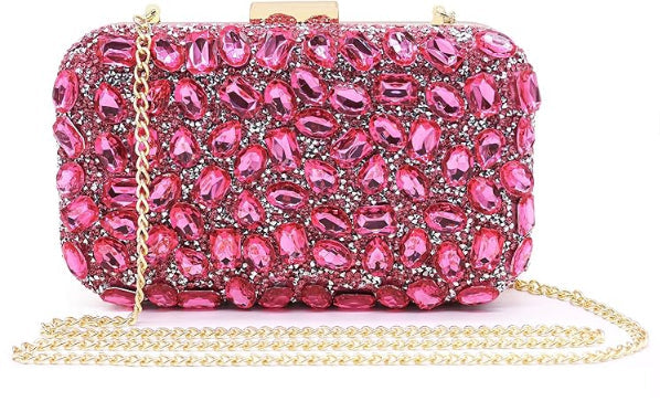 Women’s Sparkly Rhinestone Clutch – Glitter Evening Bag with Crystal Chain Strap