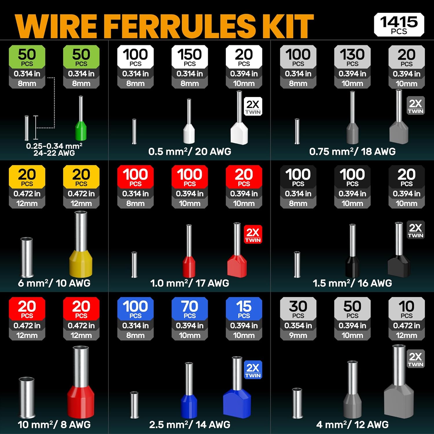 SOMELINE 24-Type Ferrule Crimping Tool Set 0.25-10mm²