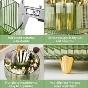 360° Rotating Makeup Organizer with 5 Compartments – Brush & Skincare Holder for Vanity