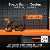 Masterplug 4 Socket Extension Lead 2m Orange 13A