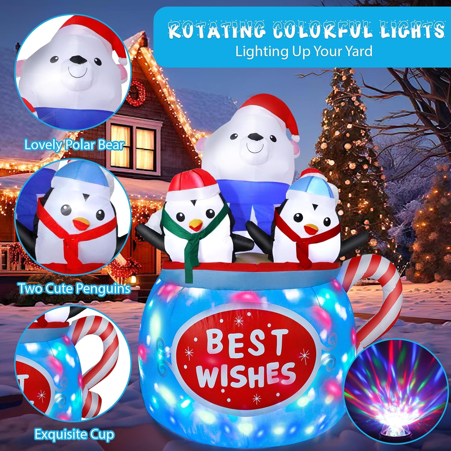 Outdoor Christmas inflatable with penguins