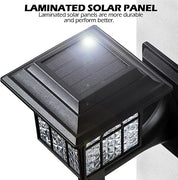 Solar Fence Lights, Outdoor LED Solar-Powered Wall Lights, Waterproof Garden Lights for Patio & Yard, Warm White (4 Pack)