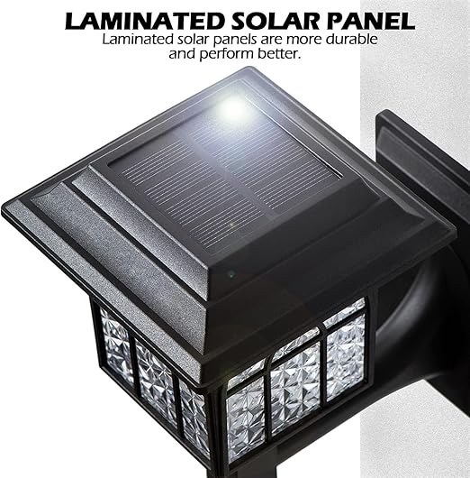 Solar Fence Lights, Outdoor LED Solar-Powered Wall Lights, Waterproof Garden Lights for Patio & Yard, Warm White (4 Pack)