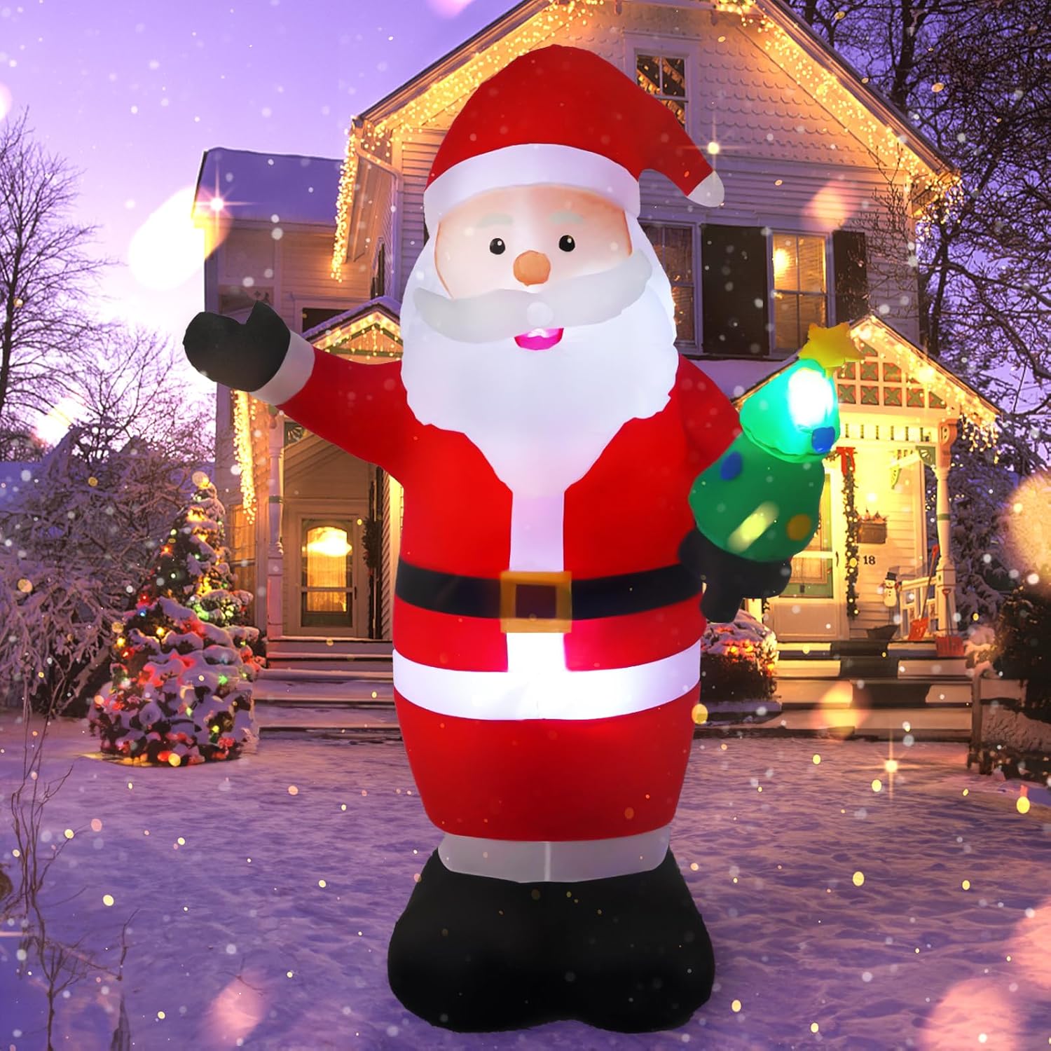 8FT inflatable Santa Claus with LED festive lights