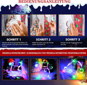 Christmas LED Window Lights Set, 3 Pack Multicolour Santa Hat, Snowman & Stocking with Suction Cups | Battery Operated Lights with Timer & Slow Fade Mode for Christmas Decoration