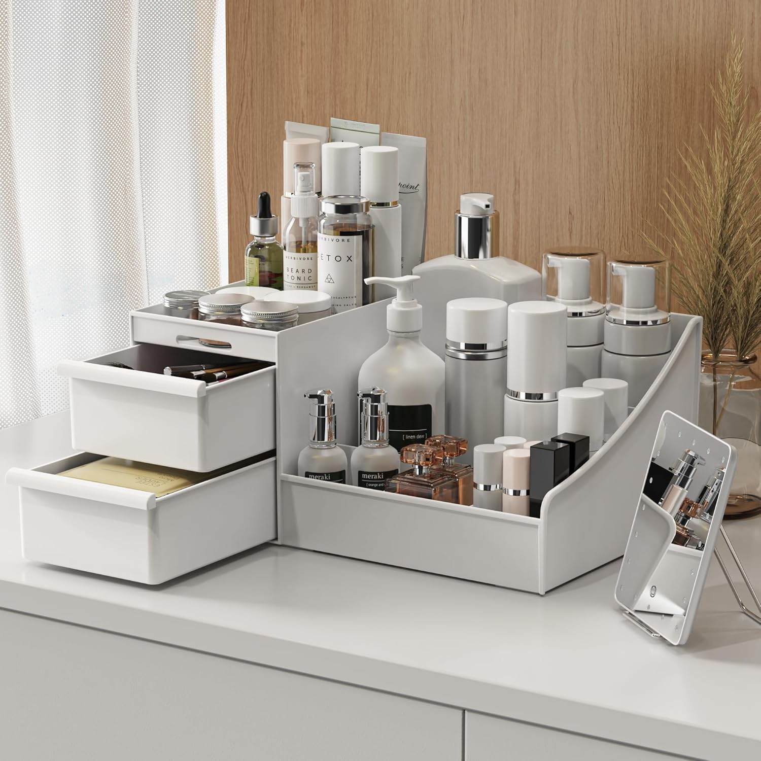 Large Capacity Makeup Organizer Drawers – Cosmetic & Skincare Storage for Vanity & Bathroom