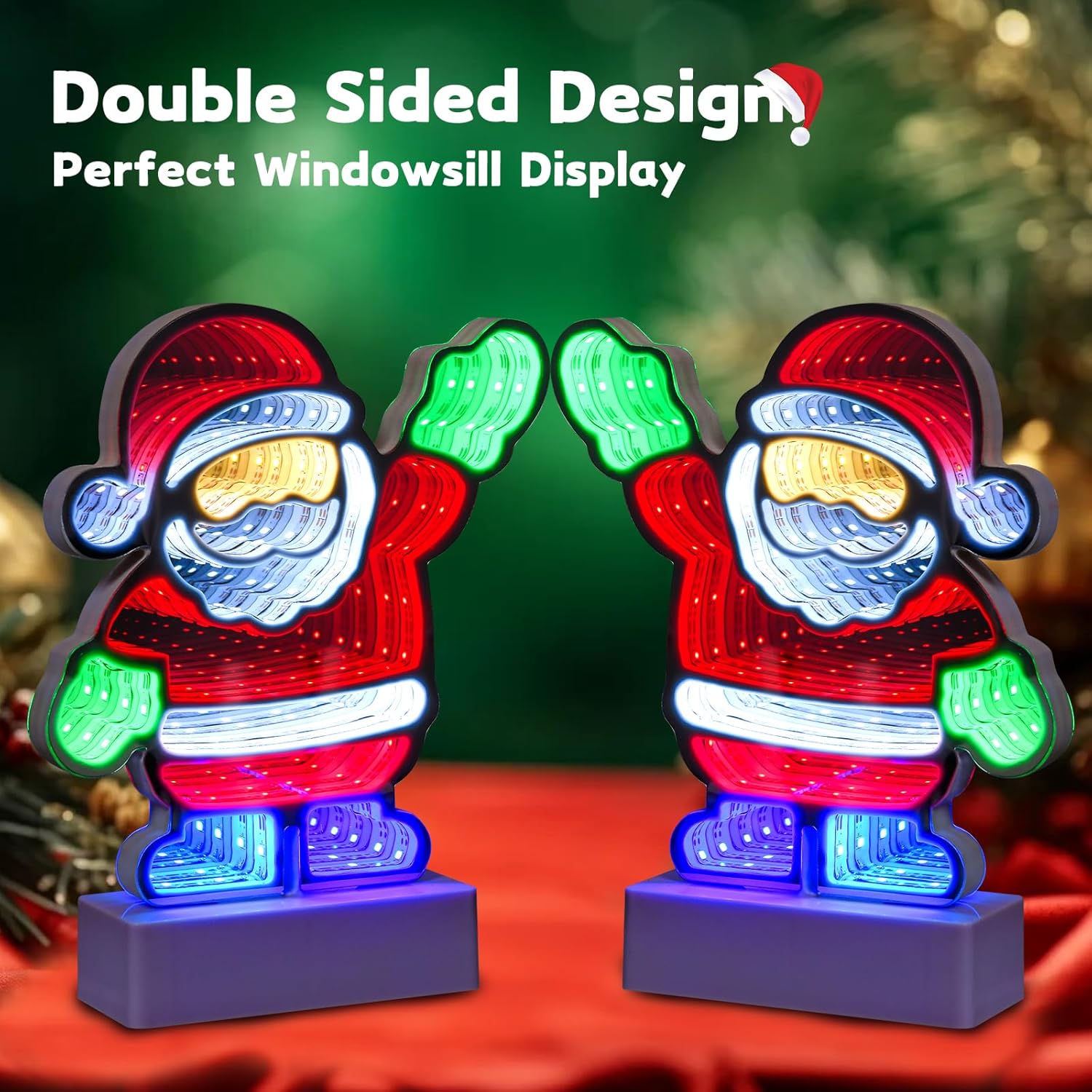 Dual-sided Santa infinity light decoration
