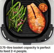 Air Fryer 3.75L – Compact Hi-Fry Technology for Crisp Results, Easy-View Window, 4 Presets, Touch Controls – Black