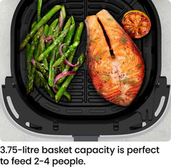 Air Fryer 3.75L – Compact Hi-Fry Technology for Crisp Results, Easy-View Window, 4 Presets, Touch Controls – Black