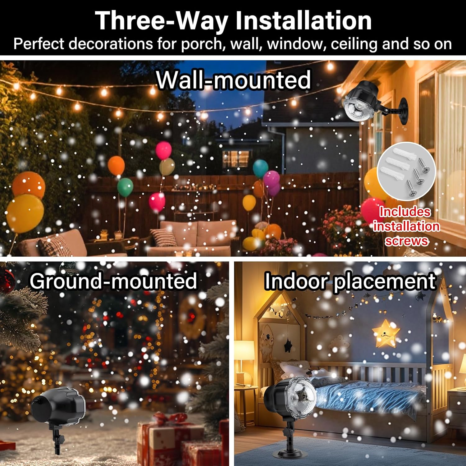 Waterproof LED Snowfall Projector Light for Christmas Outdoor Display