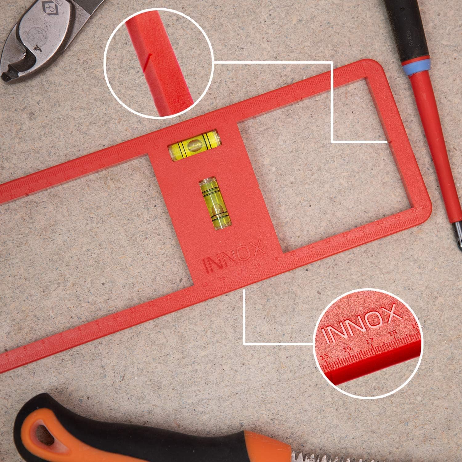 Electrical Socket Back Box Cutting Template with Spirit Levels