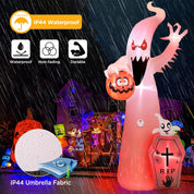 12FT Halloween Inflatable Ghost with RGB Lights & Scary Sound Outdoor