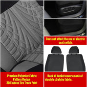 Universal Full Set Car Seat Covers – Gray Tire Track Design Seat Protectors