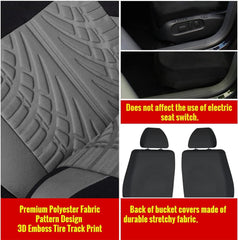 Universal Full Set Car Seat Covers – Gray Tire Track Design Seat Protectors