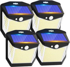 [4 Pack] 140LED Solar Security Lights Outdoor Solar Motion Sensor Lights 270ºWide Angle Waterproof Solar Powered Durable Wall Lights Outside 3 Modes for Garden Fence Door Yard Garage Pathway