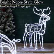 White LED rope light reindeer with milk-coloured tubing glow.
