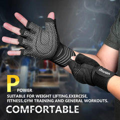 Ventilated Weight Lifting Gloves with Wrist Wraps – Gym Training Gloves for Men & Women