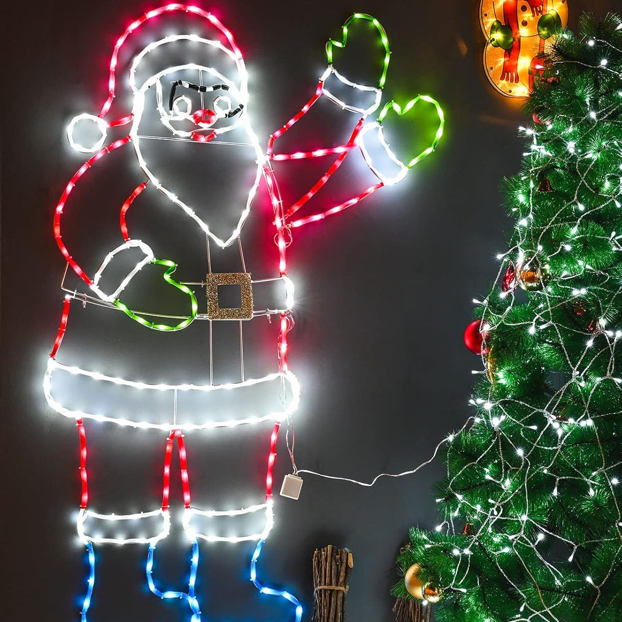 5FT Santa Claus neon light with waving hand animation