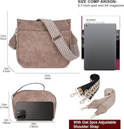 2PCAS Women’s Crossbody Bag Set – Leather Hobo Handbag & Wallet with Adjustable Guitar Strap
