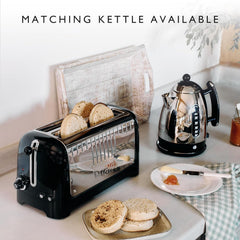 2 Slice Longslot Toaster 2000W – High Gloss Black Trim | Extra Wide 36mm Slots | Bagel & Defrost Settings | Warming Rack