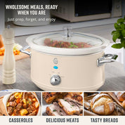Swan Retro Cream 3.5L Slow Cooker with Keep Warm Function – 200W