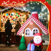 7FT Inflatable Christmas House with Santa & Tree – LED Lights & Outdoor Decor