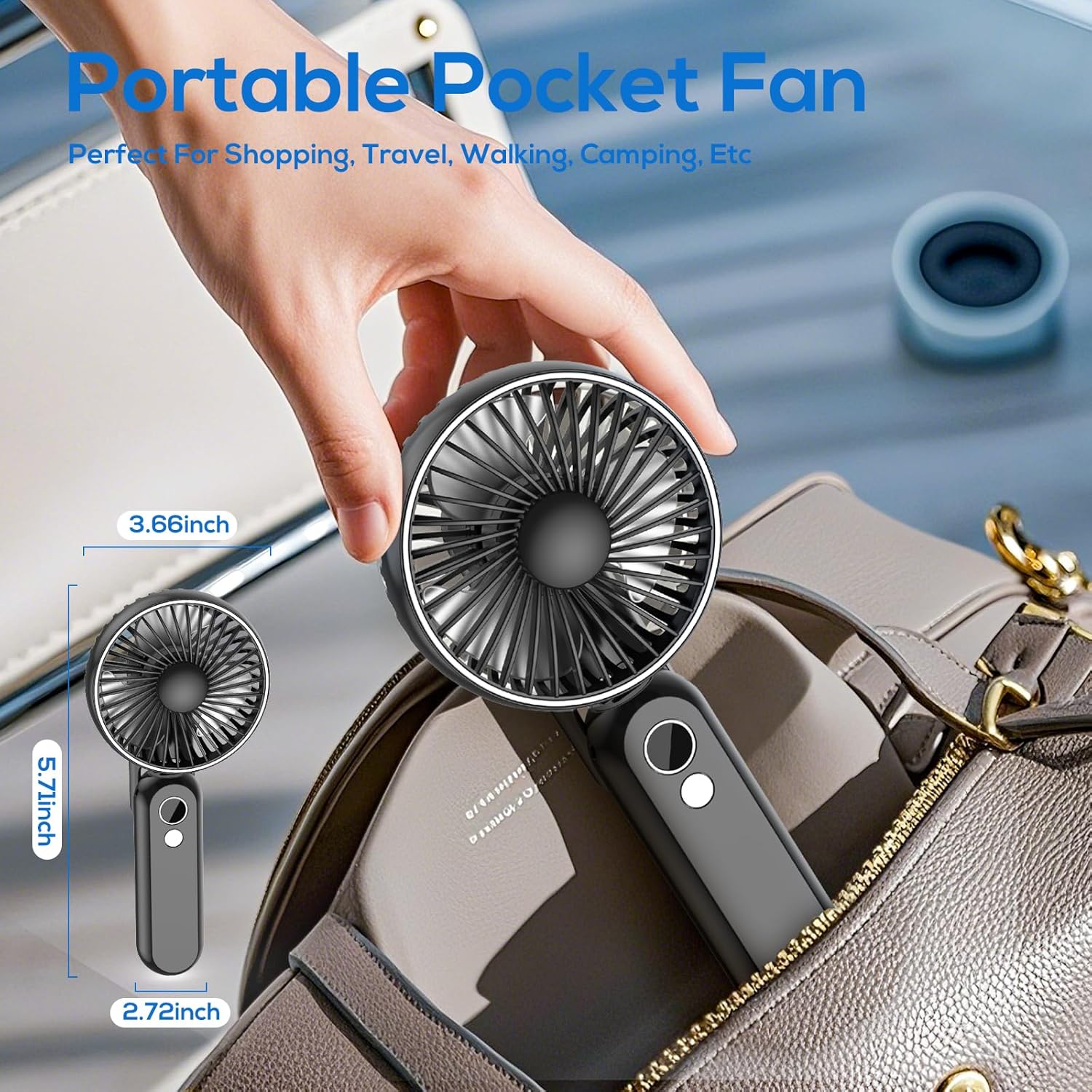 Portable Handheld Fan Foldable Mini USB Rechargeable 5-Speed