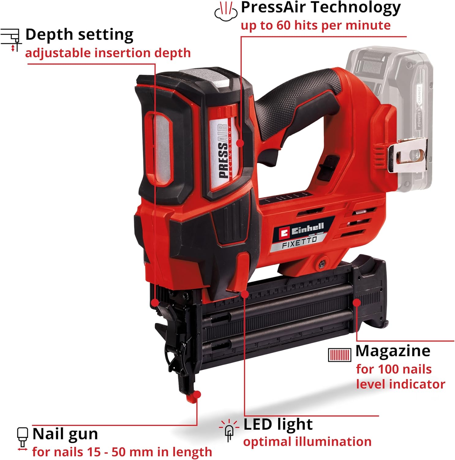 18V Cordless Nail Gun Electric Nailer