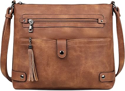 Large Crossbody Bag for Women – Designer Leather Shoulder Purse with Multi Pockets