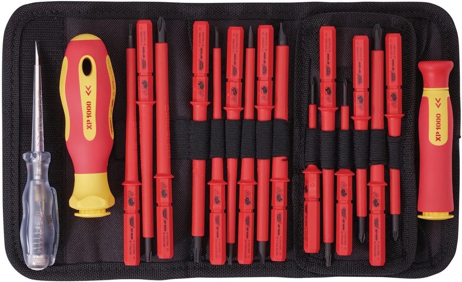 Draper XP1000 18 Piece Precision Screwdriver Set | VDE Dual Insulated Interchangeable Blade | Electrical Tool Driver Set | Hand Tools Set | 05776