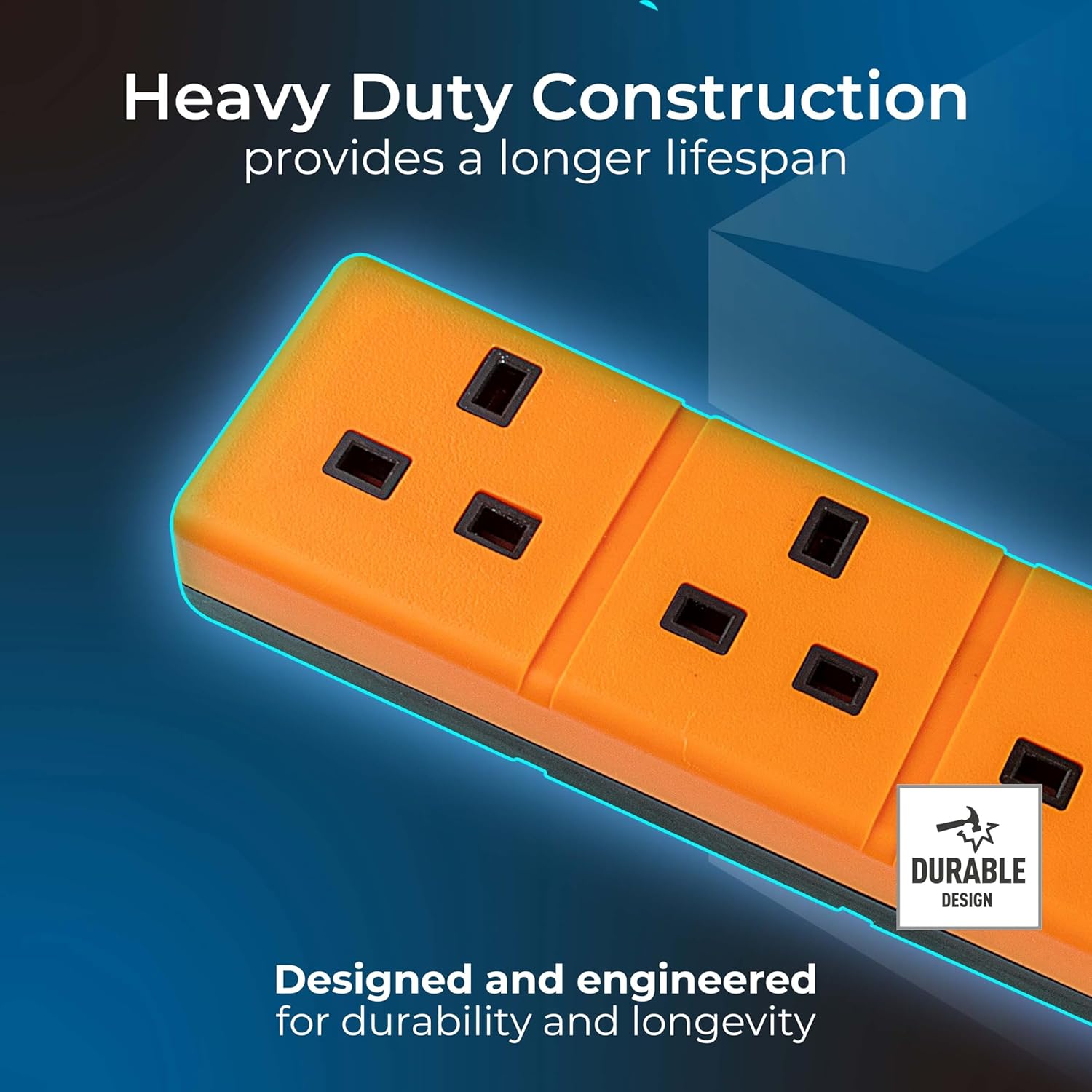 Masterplug 4 Socket Extension Lead 2m Orange 13A