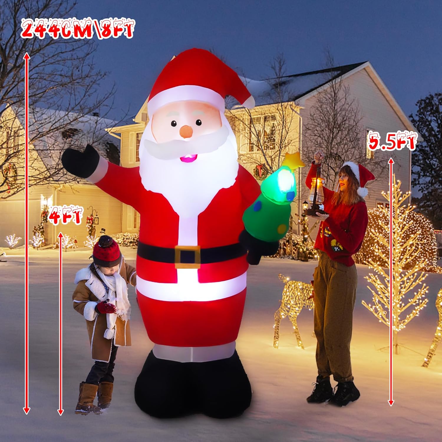 Rotating LED festive lights Santa inflatable display