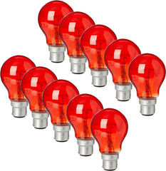 STATUS Incandescent GLS Fireglow Light Bulb | 60 watt Large Bayonet Cap | Pack of 10 | Red