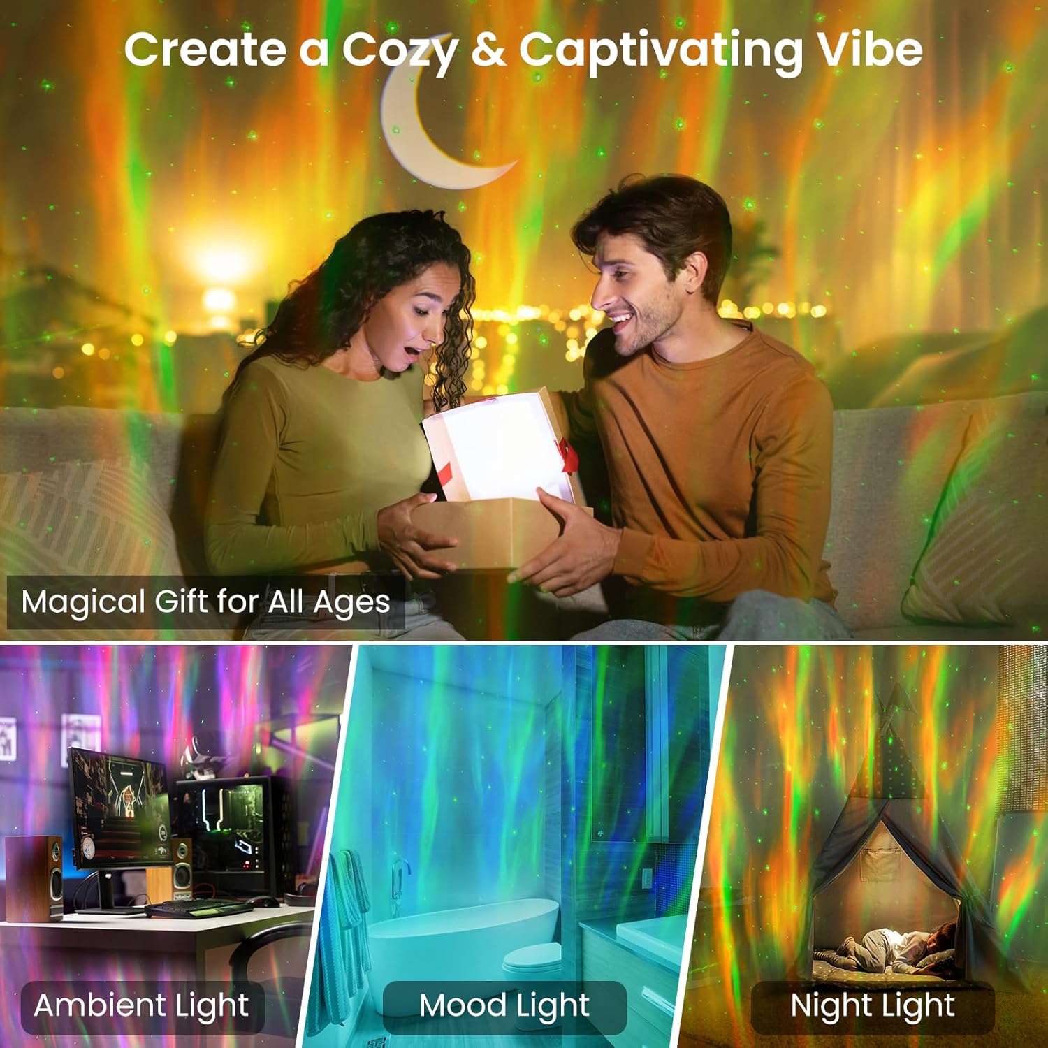Galaxy Light Projector with Bluetooth Speaker & Rechargeable Night Lamp