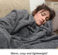 Snug Rug Luxury Sherpa Fleece Throw Blanket, Soft Warm Slate Grey, 127x178cm