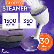 Clothes Steamer - Powerful 1500W Clothes Steamer Handheld - Clothes Steamer For Home - Upgraded 350ML Water Tank - Travel Steamer For Clothes - 25s Heat Up - Wrinkle Remover