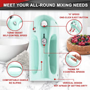 400W Hand Mixer Electric Whisk – 5 Speeds, Turbo Boost, Eject Button, 5 Accessories for Cake, Egg, Cream & Food Mixing